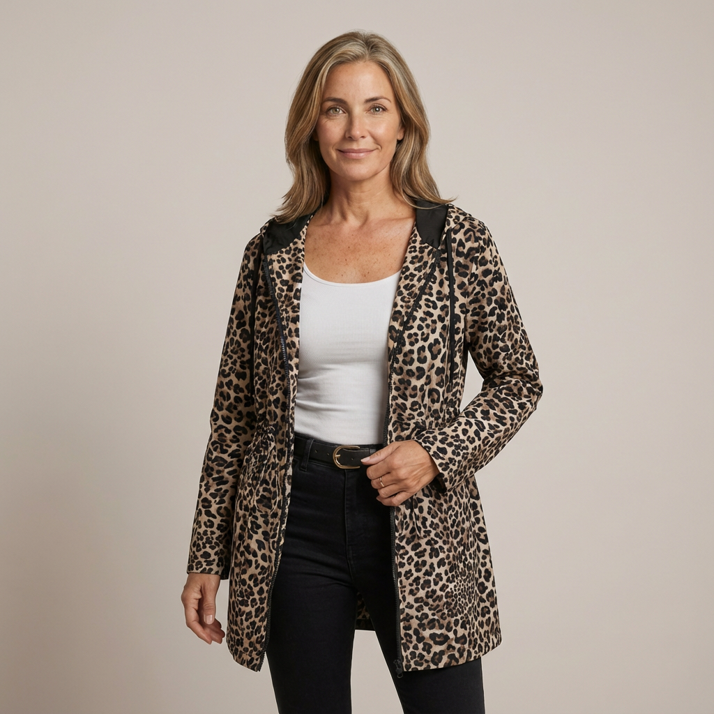 Sanne | Reversible coat with leopard print