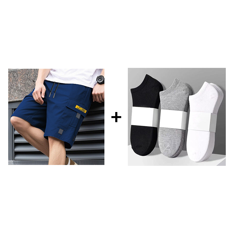 Men's Casual Cargo Shorts with Drawstring Waist