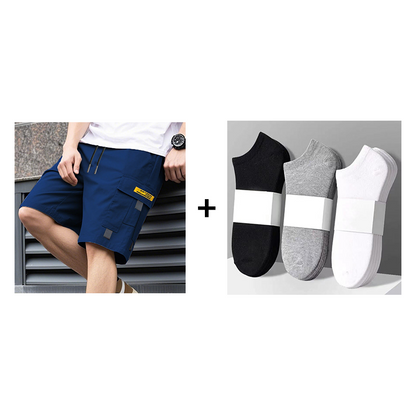 Men's Casual Cargo Shorts with Drawstring Waist