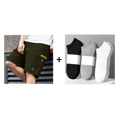Men's Casual Cargo Shorts with Drawstring Waist