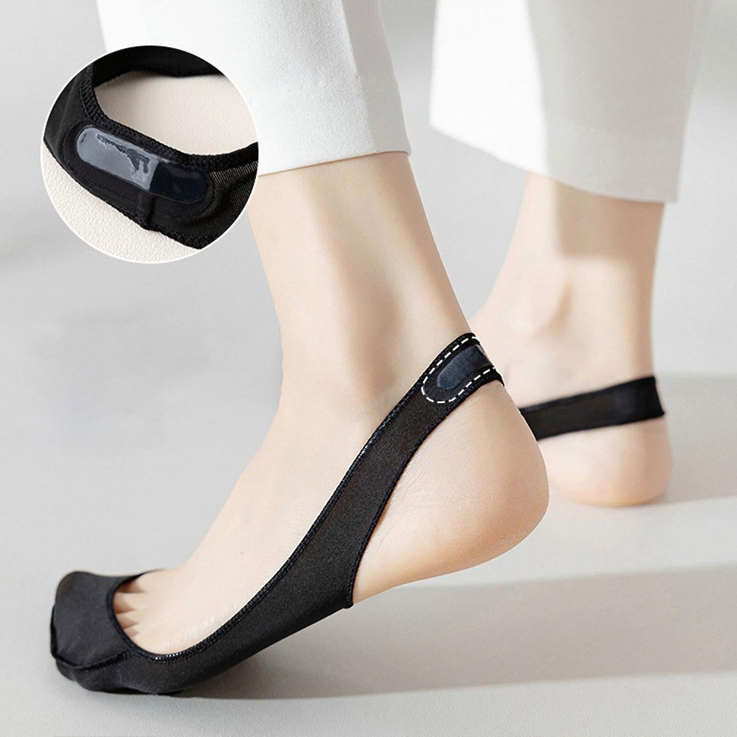 Pain Reducing, Silicone Anti-Slip Invisible Socks – Cushioned Sole & Stays in place.  Perfect for Flats or Heels.