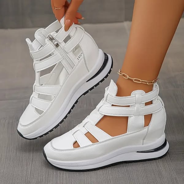 Comfortable and Lightweight Wedge Sandals with Side Zipper