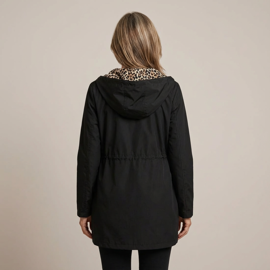 Sanne | Reversible coat with leopard print