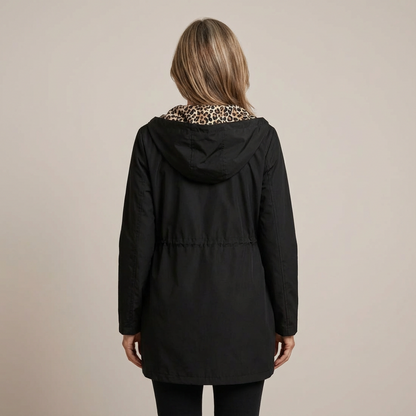 Sanne | Reversible coat with leopard print