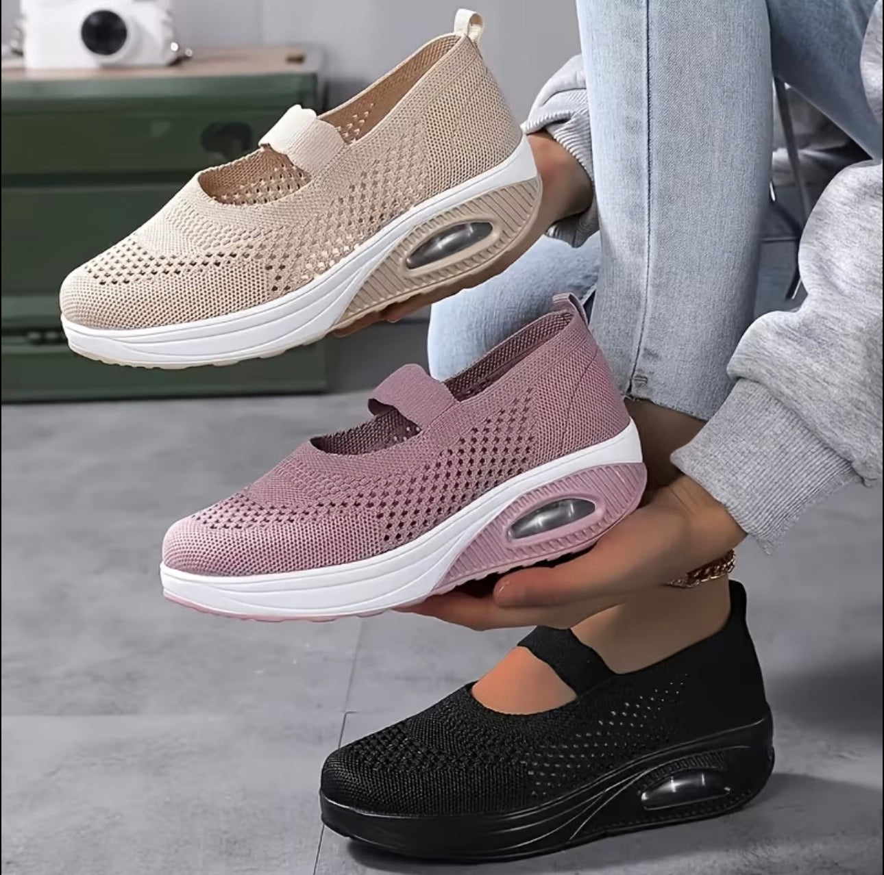 Alera™ Women’s Breathable Mesh Slip-On Sneakers – Lightweight & Shock-Absorbing Comfort