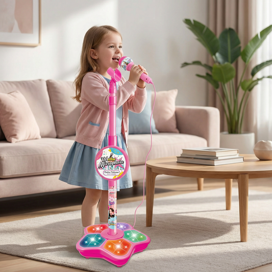 Karaoke set for children with a microphone and stand - educational music game