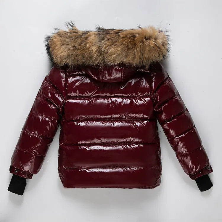 Kids 100% Down Puffer Jacket with Real Fur Hood