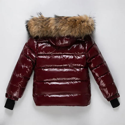 Kids 100% Down Puffer Jacket with Real Fur Hood