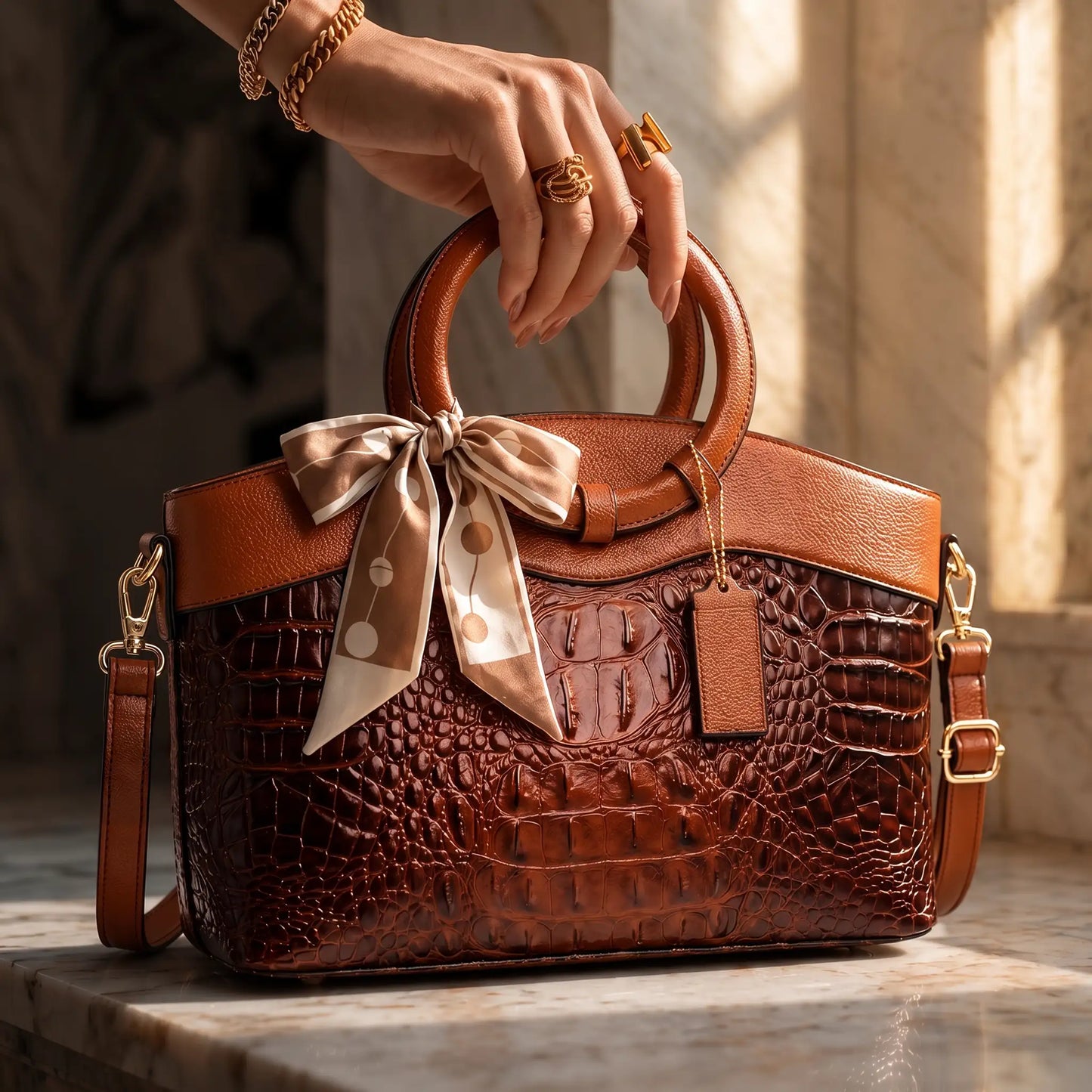 L'Adrienne Embossed Vintage Bag