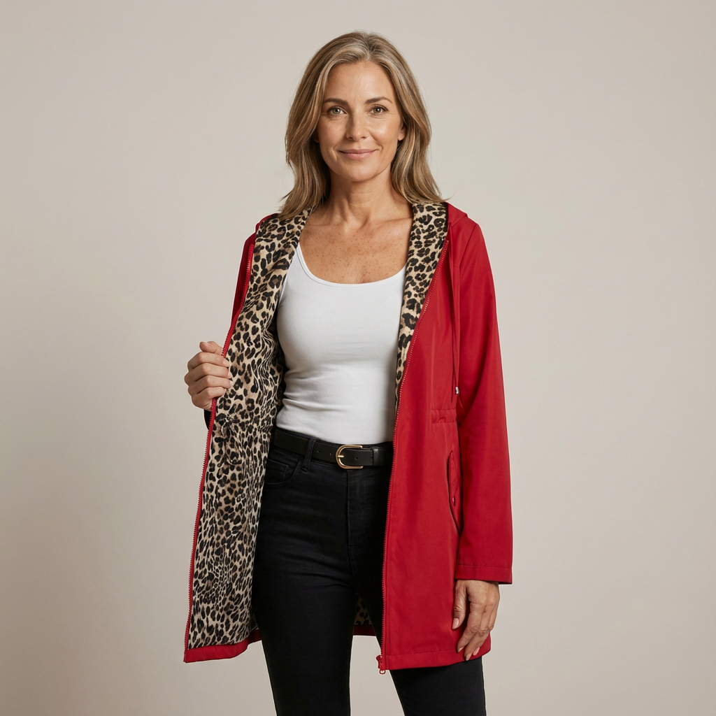 Sanne | Reversible coat with leopard print