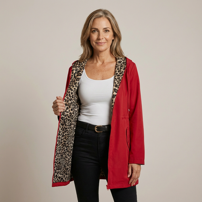 Sanne | Reversible coat with leopard print