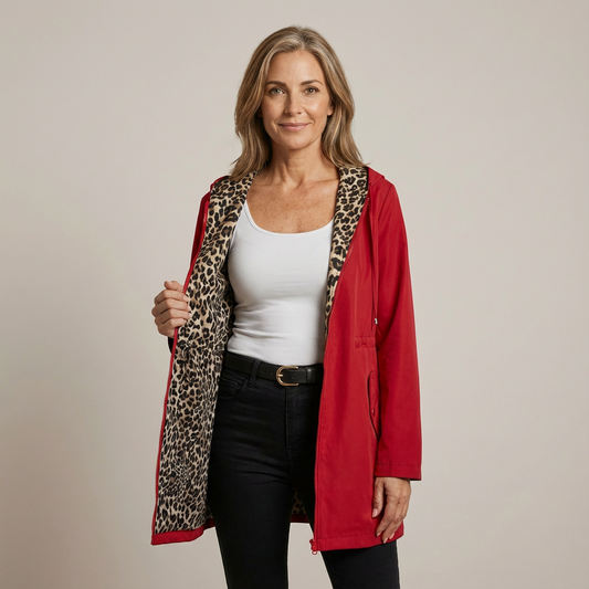 Sanne | Reversible coat with leopard print