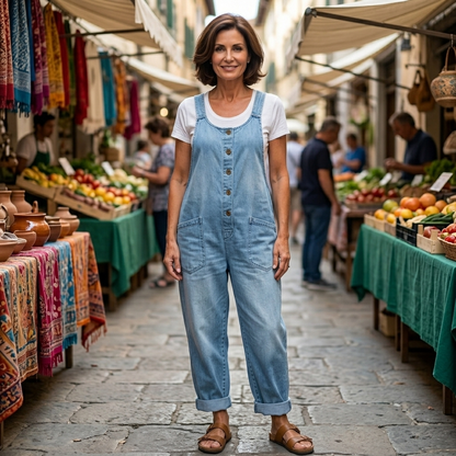 Renly London™ - Vintage Washed Cotton Denim Overalls