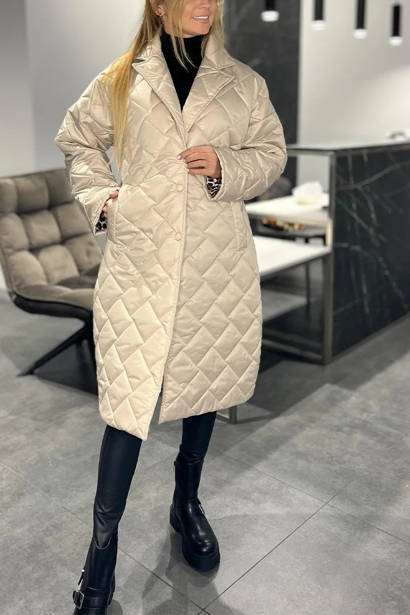 ESSEX™ – REVERSIBLE MID-LENGTH QUILTED COAT with LEOPARD LINING