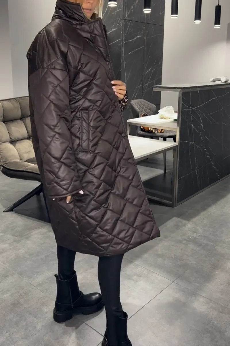 ESSEX™ – REVERSIBLE MID-LENGTH QUILTED COAT with LEOPARD LINING