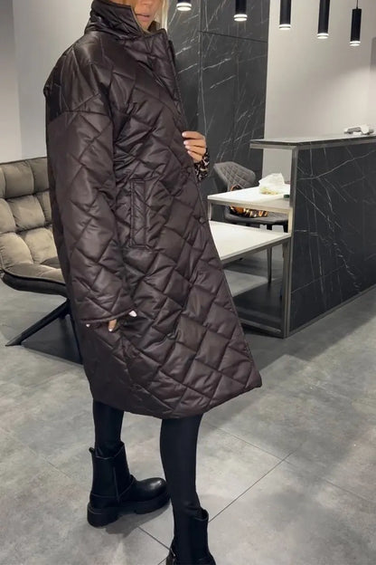 ESSEX™ – REVERSIBLE MID-LENGTH QUILTED COAT with LEOPARD LINING