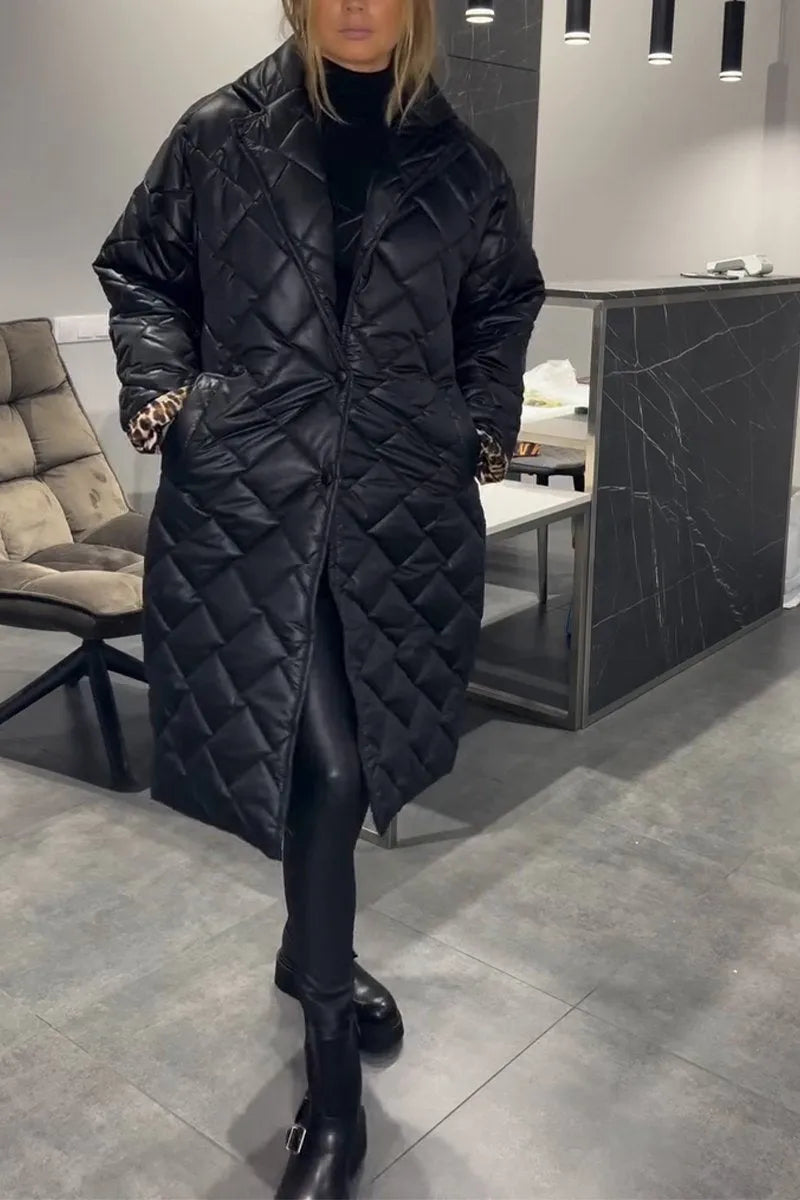 ESSEX™ – REVERSIBLE MID-LENGTH QUILTED COAT with LEOPARD LINING