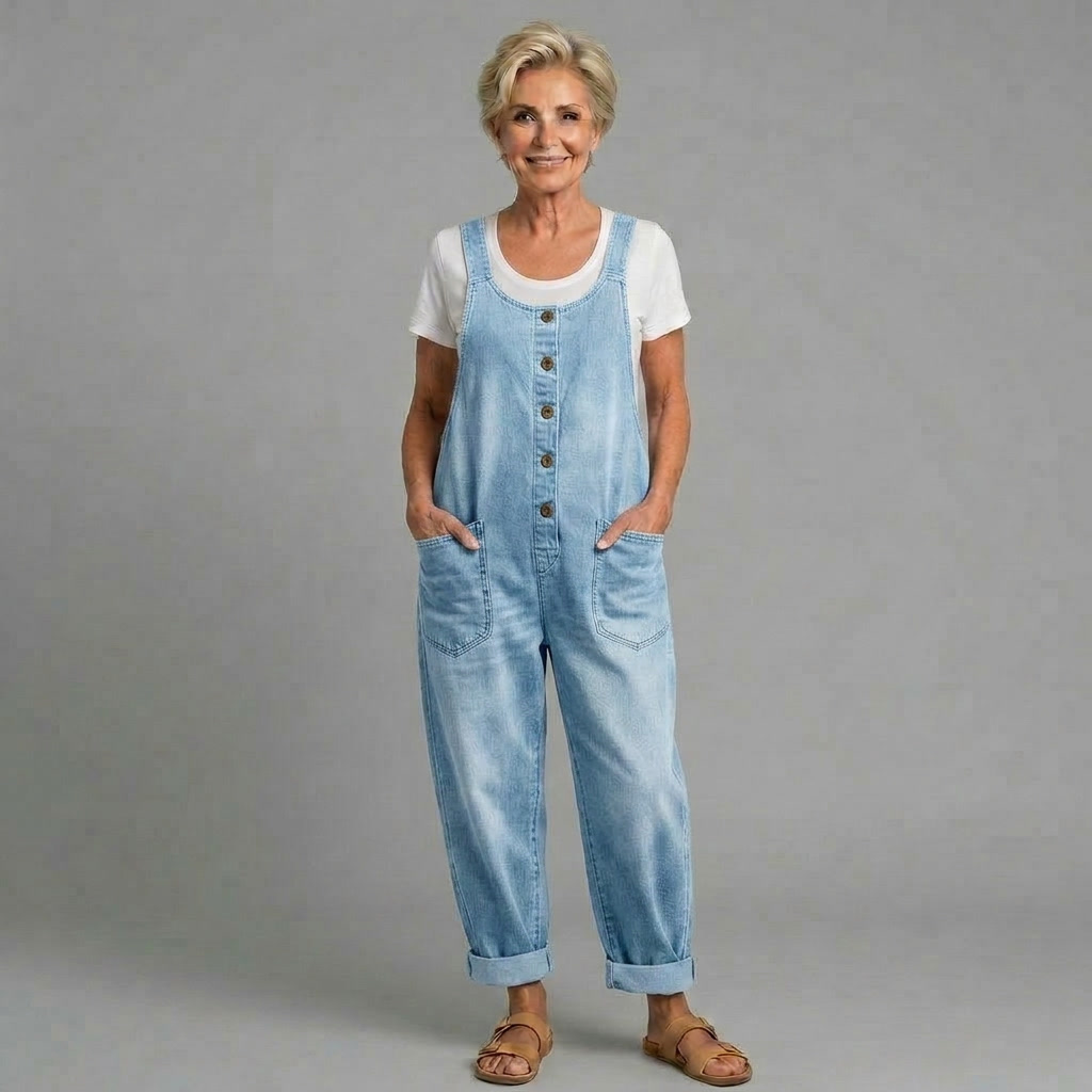 Renly London™ - Vintage Washed Cotton Denim Overalls