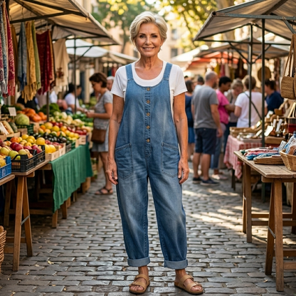 Renly London™ - Vintage Washed Cotton Denim Overalls