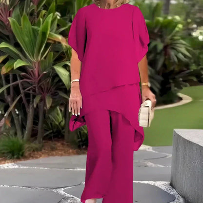 Charming & Comfortable Summer Set with Chic Top & Elegant Wide Trousers