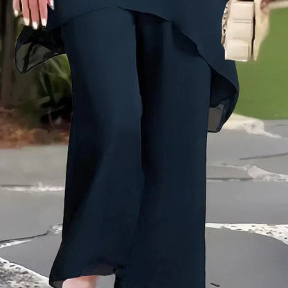 Charming & Comfortable Summer Set with Chic Top & Elegant Wide Trousers