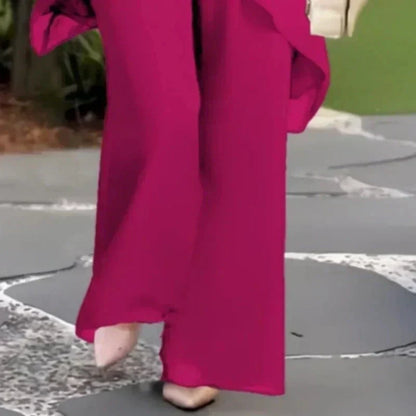 Charming & Comfortable Summer Set with Chic Top & Elegant Wide Trousers