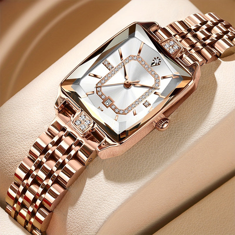 The Gramercy™   Women's Wristwatch with Rectangular Dial & Rhinestones