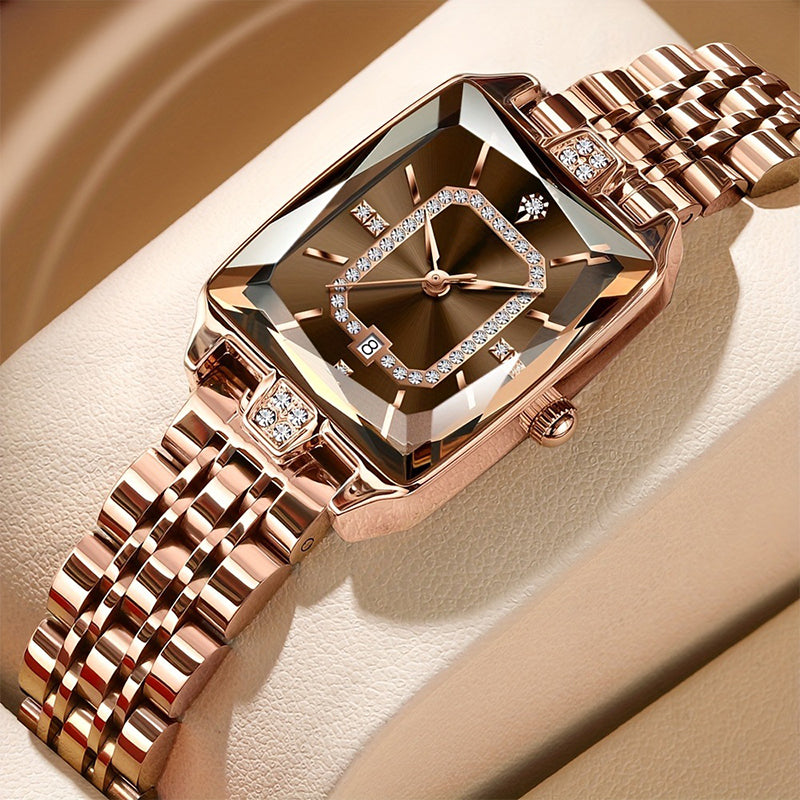 The Gramercy™   Women's Wristwatch with Rectangular Dial & Rhinestones