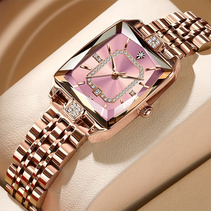 The Gramercy™   Women's Wristwatch with Rectangular Dial & Rhinestones