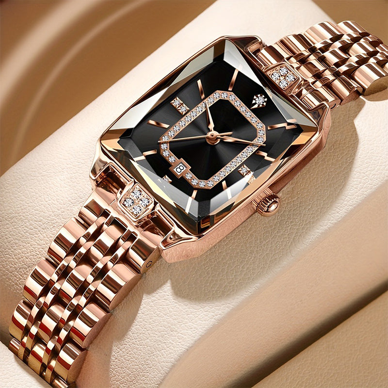 The Gramercy™   Women's Wristwatch with Rectangular Dial & Rhinestones