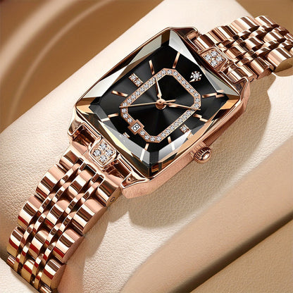 The Gramercy™   Women's Wristwatch with Rectangular Dial & Rhinestones