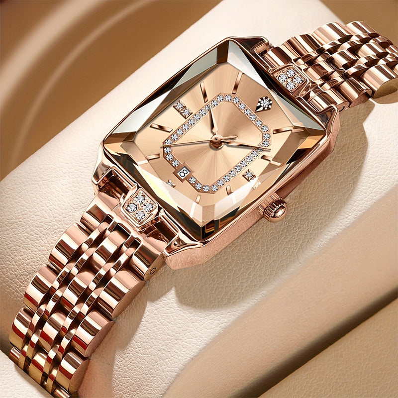 The Gramercy™   Women's Wristwatch with Rectangular Dial & Rhinestones
