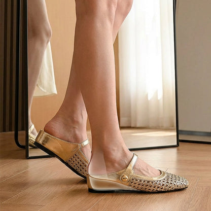 Waverly™ Women's Woven Mules with Square Toe and Mary Jane Closure