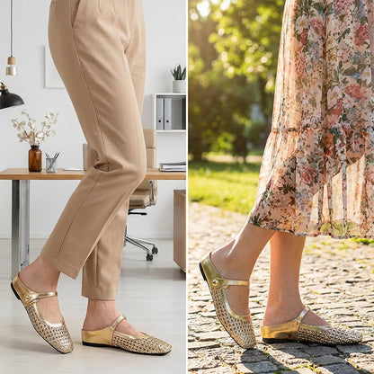 Waverly™ Women's Woven Mules with Square Toe and Mary Jane Closure