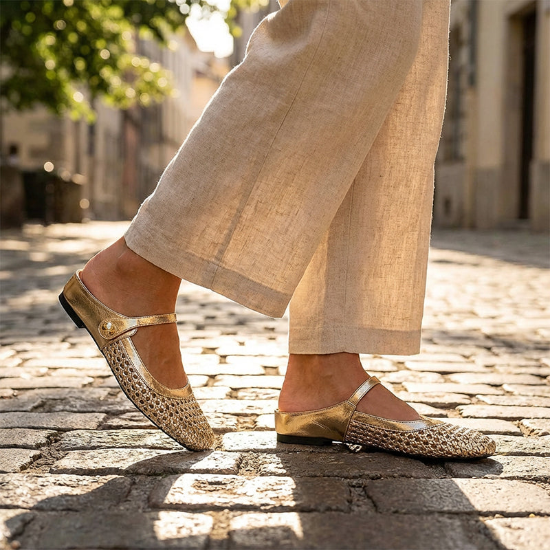 Waverly™ Women's Woven Mules with Square Toe and Mary Jane Closure