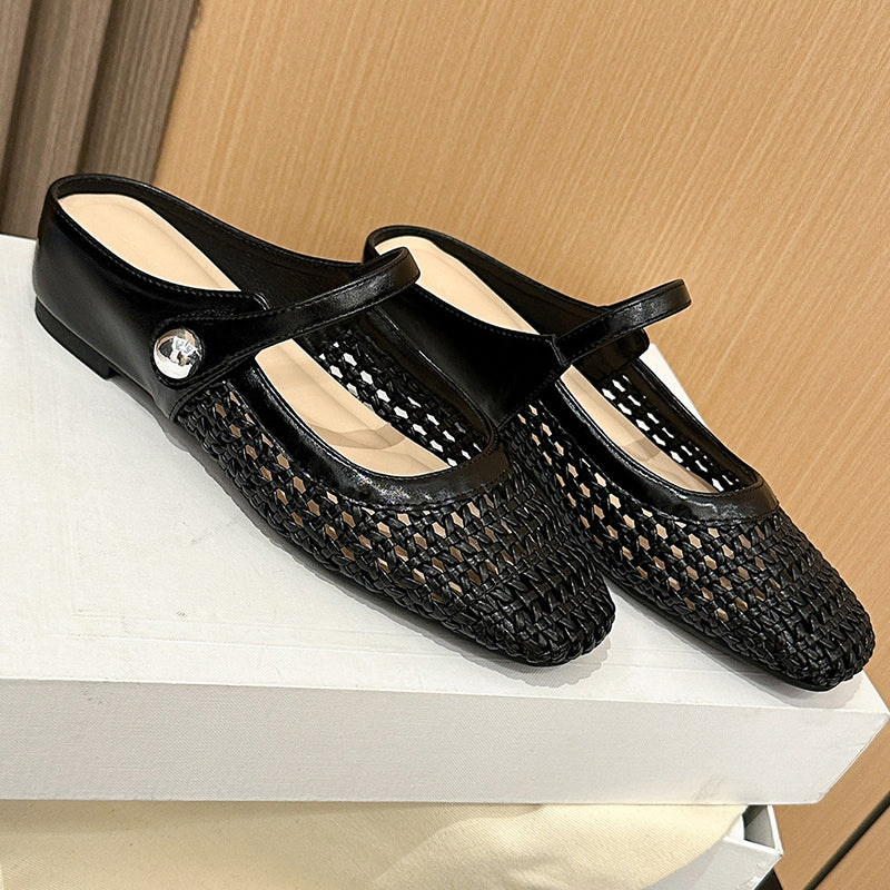 Waverly™ Women's Woven Mules with Square Toe and Mary Jane Closure