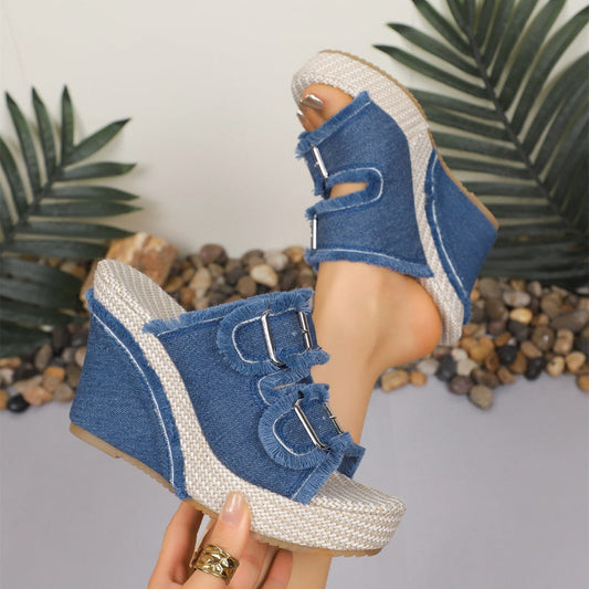 Claudia™ |  Casual Denim Platform Slide Sandals for Women