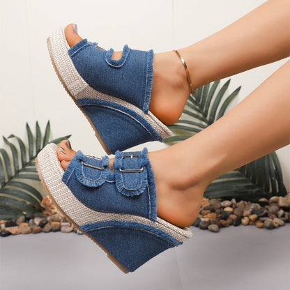 Claudia™ |  Casual Denim Platform Slide Sandals for Women