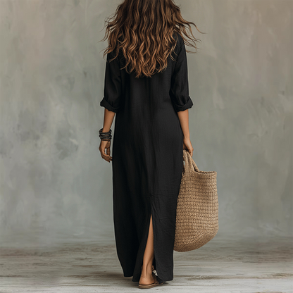 Philip & Megan London™  Relaxed, Loose-Fitting Maxi Dress in Cotton and Linen