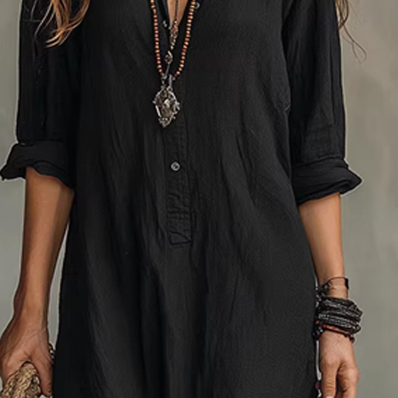 Philip & Megan London™  Relaxed, Loose-Fitting Maxi Dress in Cotton and Linen