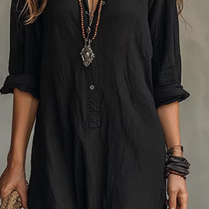 Philip & Megan London™  Relaxed, Loose-Fitting Maxi Dress in Cotton and Linen
