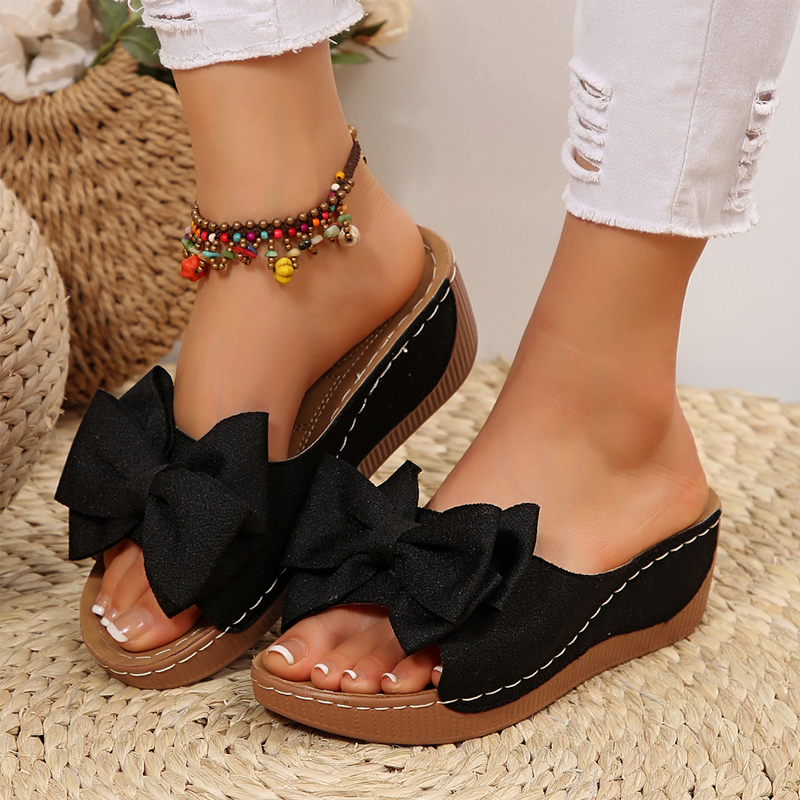 Wilhemina™ | Women's Bow Sandals with Open Toes and a Slanted Heel