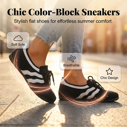 Women's Retro Horizontal Striped Lace-up Sneakers