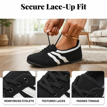Women's Retro Horizontal Striped Lace-up Sneakers
