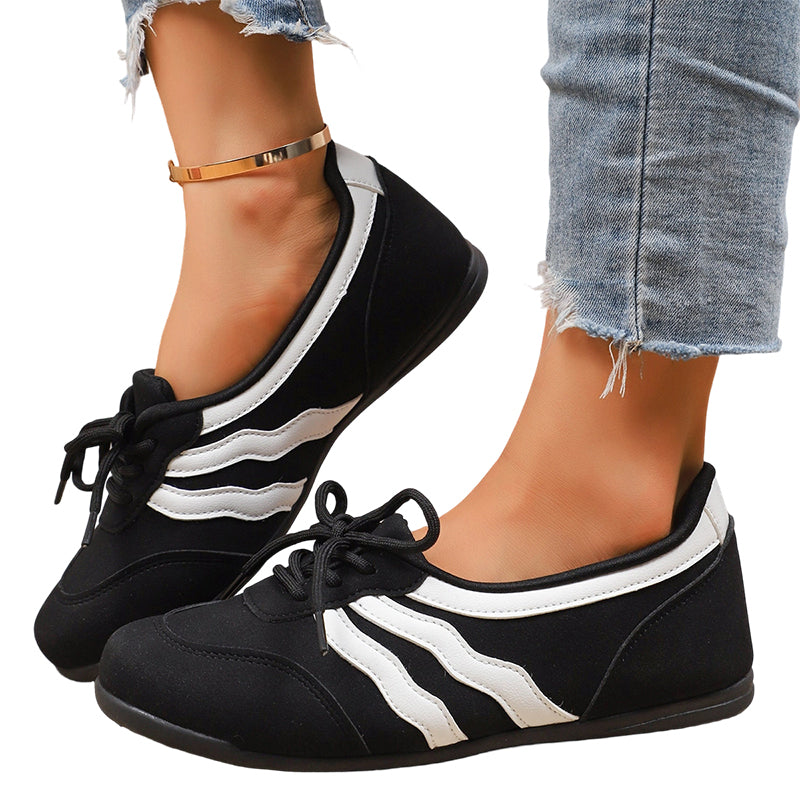 Women's Retro Horizontal Striped Lace-up Sneakers