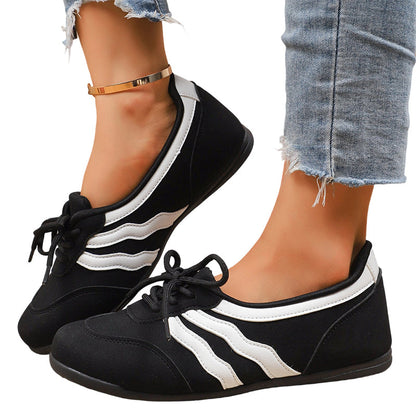 Women's Retro Horizontal Striped Lace-up Sneakers