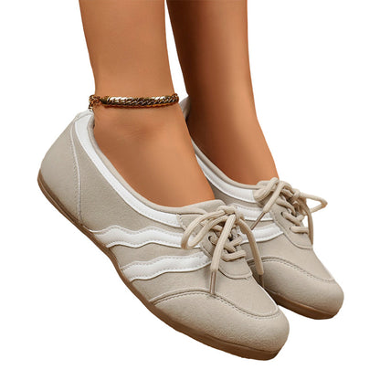 Women's Retro Horizontal Striped Lace-up Sneakers