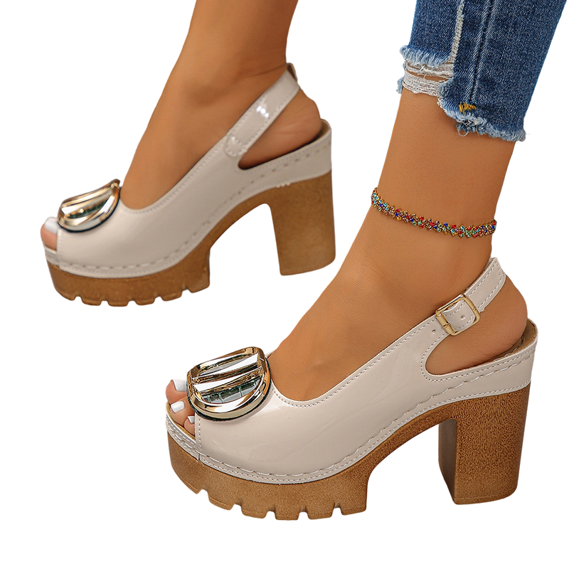 👡 50% OFF! ✨ Elegant Peep-Toe Sandals with Buckled Heels – Stylish, Comfortable & Perfect for any Occasion 🌸