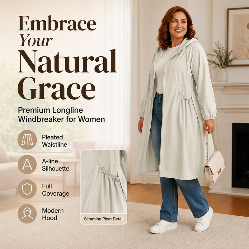 ⏳ Limited Time 50% Off! 🧥Plus Size | Women's Mid-Length Hooded Everyday Windbreaker Jacket