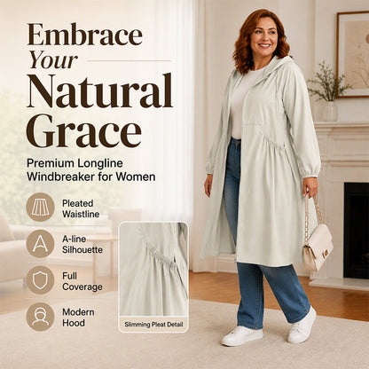 ⏳ Limited Time 50% Off! 🧥Plus Size | Women's Mid-Length Hooded Everyday Windbreaker Jacket